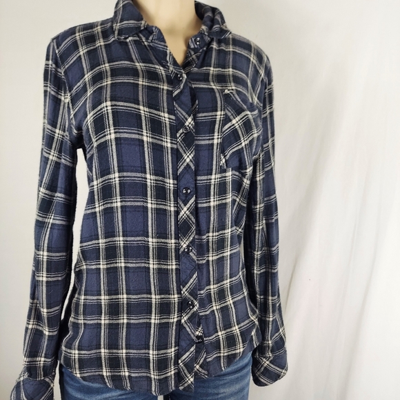 Rails Plaid Flannel Button Down black Shirt - Picture 2 of 8